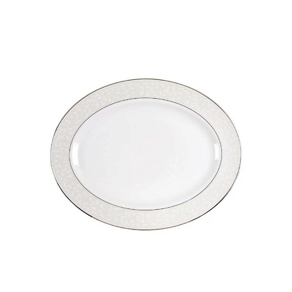 Lenox Opal Innocence Scroll 13" Oval Serving Platter NEW - Picture 3 of 4